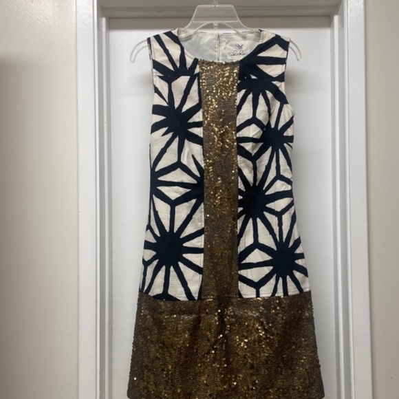 NWT Tabitha Anthro Karimata Dress Gold Sequin - Picture 3 of 12